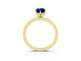 Yellow gold Marquise Cut Blue Sapphire Solitaire Ring with Thin Band and Prong Setting_39