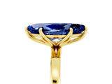 Yellow gold Marquise Cut Blue Sapphire Solitaire Ring with Thin Band and Prong Setting_41