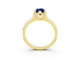 Yellow gold Marquise Cut Blue Sapphire Solitaire Ring with Wide Band and Prong Setting_3
