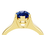 Yellow gold Marquise Cut Blue Sapphire Solitaire Ring with Wide Band and Prong Setting_4