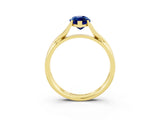 Yellow gold Marquise Cut Blue Sapphire Solitaire Twist Band Prong Setting Ring_51