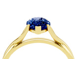 Yellow gold Marquise Cut Blue Sapphire Solitaire Twist Band Prong Setting Ring_52