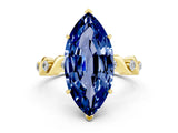 Yellow gold Marquise Cut Blue Sapphire Solitaire Twisted Band with Round  Accents and Prong Setting_13