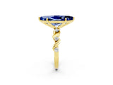 Yellow gold Marquise Cut Blue Sapphire Solitaire Twisted Band with Round  Accents and Prong Setting_15