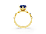 Yellow gold Marquise Cut Blue Sapphire Solitaire Twisted Band with Round  Accents and Prong Setting_16