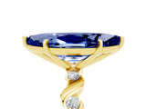 Yellow gold Marquise Cut Blue Sapphire Solitaire Twisted Band with Round  Accents and Prong Setting_18