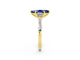 Yellow gold Marquise Cut Blue Sapphire Solitaire with Side Baguettes and Channel Set Band_2
