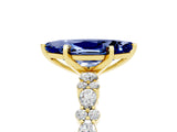 Yellow gold Marquise Cut Blue Sapphire Solitaire with Side Stones, Pave Band, Four-Prong Setting_41