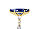 Yellow gold Marquise Cut Blue Sapphire Solitaire with Side Stones on a Pavé Band and Four-Prong Setting_5