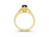 Yellow gold Marquise Cut Blue Sapphire Split Shank Engagement Ring with Pavé Band_3