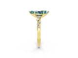Yellow gold Marquise Cut Blue Topaz Cluster Side Stone Solitaire Ring with Prong Setting_26