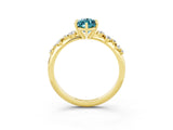 Yellow gold Marquise Cut Blue Topaz Cluster Side Stone Solitaire Ring with Prong Setting_27
