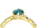 Yellow gold Marquise Cut Blue Topaz Cluster Side Stone Solitaire Ring with Prong Setting_28