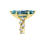 Yellow gold Marquise Cut Blue Topaz Cluster Side Stone Solitaire Ring with Prong Setting_29