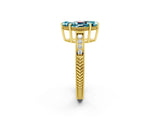 Yellow gold Marquise Cut Blue Topaz Engagement Ring with Milgrain Channel Set Band and Prong Setting_2