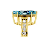 Yellow gold Marquise Cut Blue Topaz Engagement Ring with Milgrain Channel Set Band and Prong Setting_5