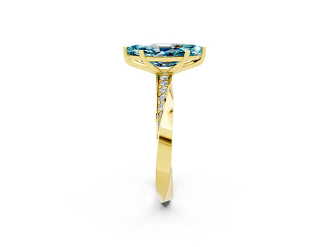 Yellow gold Marquise Cut Blue Topaz Engagement Ring with Side Stone Accents and Four-Prong Setting_29