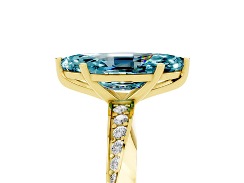 Yellow gold Marquise Cut Blue Topaz Engagement Ring with Side Stone Accents and Four-Prong Setting_32