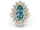 Yellow gold Marquise Cut Blue Topaz Floral Double Halo Engagement Ring with Prong Setting_60