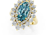 Yellow gold Marquise Cut Blue Topaz Floral Double Halo Engagement Ring with Prong Setting_61