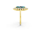 Yellow gold Marquise Cut Blue Topaz Floral Double Halo Engagement Ring with Prong Setting_62