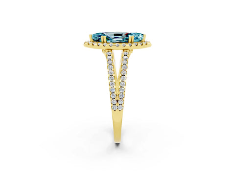 Yellow gold Marquise Cut Blue Topaz Halo Split Shank Engagement Ring_14