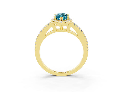 Yellow gold Marquise Cut Blue Topaz Halo Split Shank Engagement Ring_15