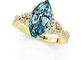 Yellow gold Marquise Cut Blue Topaz  Halo Twist Band Solitaire Prong Setting Ring_25