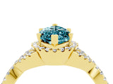 Yellow gold Marquise Cut Blue Topaz  Halo Twist Band Solitaire Prong Setting Ring_46