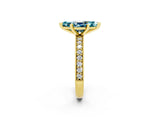 Yellow gold Marquise Cut Blue Topaz Milgrain Pavé Engagement Ring with Four-Prong Setting_2