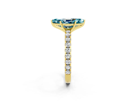 Yellow gold Marquise Cut Blue Topaz Pavé Solitaire Engagement Ring with Four-Prong Setting_14