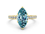 Yellow gold Marquise Cut Blue Topaz Pave Band Solitaire Ring with Four-Prong Setting_36