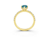 Yellow gold Marquise Cut Blue Topaz Pave Band Solitaire Ring with Four-Prong Setting_39