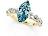 Yellow gold Marquise Cut Blue Topaz Prong Setting with Side Stones on a Pave Band_1