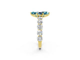 Yellow gold Marquise Cut Blue Topaz Prong Setting with Side Stones on a Pave Band_2