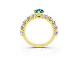 Yellow gold Marquise Cut Blue Topaz Prong Setting with Side Stones on a Pave Band_3