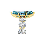 Yellow gold Marquise Cut Blue Topaz Prong Setting with Side Stones on a Pave Band_5