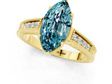 Yellow gold Marquise Cut Blue Topaz Ring with Milgrain Pavé Band and Four-Prong Setting_13