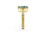 Yellow gold Marquise Cut Blue Topaz Ring with Milgrain Pavé Band and Four-Prong Setting_14