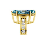 Yellow gold Marquise Cut Blue Topaz Ring with Milgrain Pavé Band and Four-Prong Setting_17