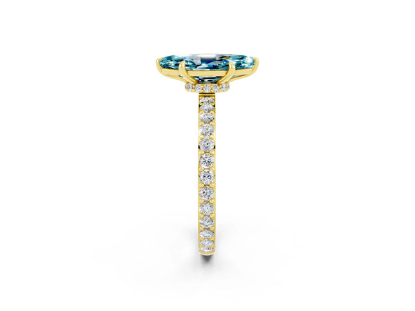 Yellow gold Marquise Cut Blue Topaz Pavé Engagement Ring with Round  Accents and Prong Setting