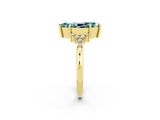 Yellow gold Marquise Cut Blue Topaz Ring with Side Stones and Four-Prong Setting_38