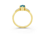 Yellow gold Marquise Cut Blue Topaz Ring with Side Stones and Four-Prong Setting_39