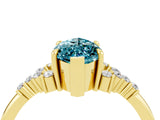 Yellow gold Marquise Cut Blue Topaz Ring with Side Stones and Four-Prong Setting_40
