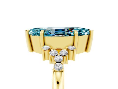 Yellow gold Marquise Cut Blue Topaz Ring with Side Stones and Four-Prong Setting_41