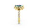 Yellow gold Marquise Cut Blue Topaz Scalloped Halo Engagement Ring with Round Shared Prong Band_14
