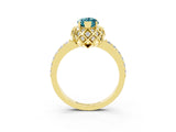 Yellow gold Marquise Cut Blue Topaz Scalloped Halo Engagement Ring with Round Shared Prong Band_15