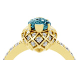 Yellow gold Marquise Cut Blue Topaz Scalloped Halo Engagement Ring with Round Shared Prong Band_16