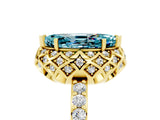 Yellow gold Marquise Cut Blue Topaz Scalloped Halo Engagement Ring with Round Shared Prong Band_17