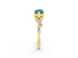 Yellow gold Marquise Cut Blue Topaz Scattered Round Accent Ring with Prong Setting_14